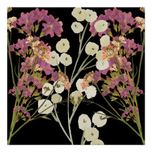 Dark Boho Pressed Paper Flowers Poster