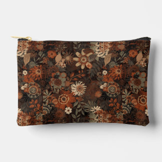 Dark Boho Terracotta Sage Botanical Pattern Accessory Pouch