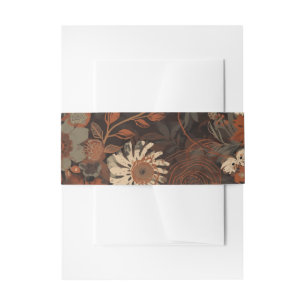 Dark Boho Terracotta Sage Botanical Pattern  Invitation Belly Band