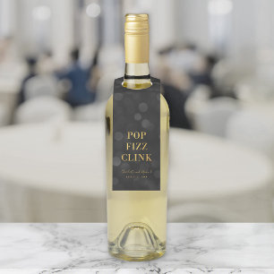 Dark Bokeh Faux Gold Pop Fizz Clink Bottle Tag