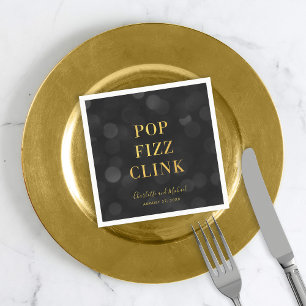 Dark Bokeh Faux Gold Pop Fizz Clink Napkin