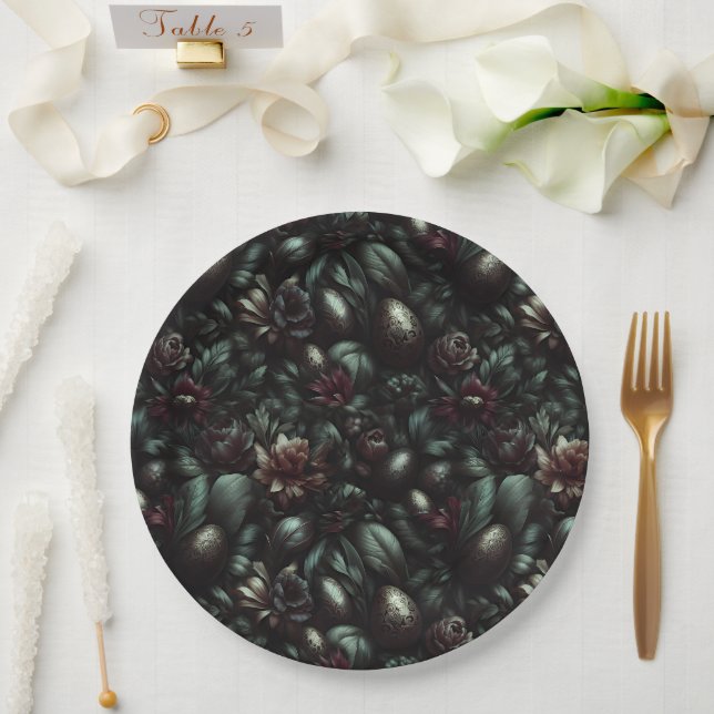 Dark Botanical Easter Paper Plates (Wedding)
