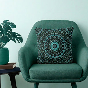 Dark Botanical Noir Mandala Cushion