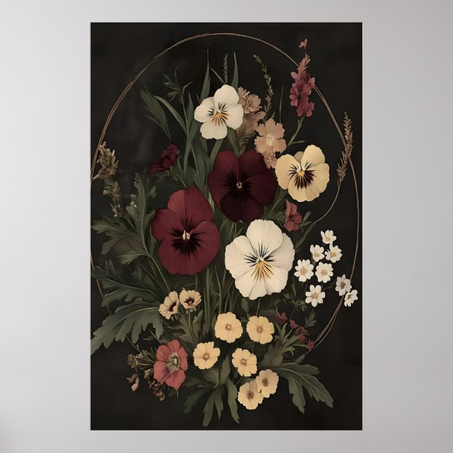 Dark Botanical Print Victorian Floral Aesthetic (Front)