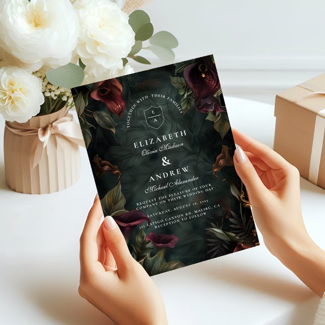 Dark Botanical Wedding Aesthetic Invitation (Creator Uploaded)