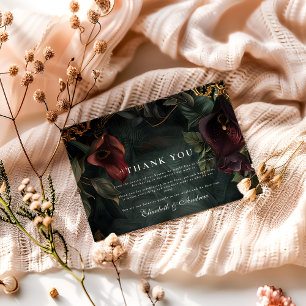 Dark Botanical Wedding Aesthetic Thank You Card