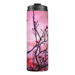 Dark Branches Red Buds And Fiery Sky Thermal Tumbler