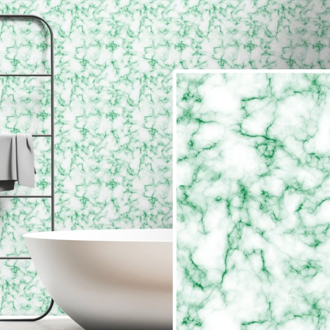 Dark Bright Green on White Marbled  Wallpaper (Creator Uploaded)