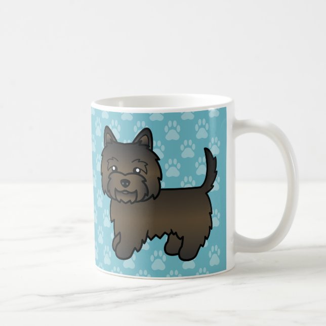 Dark Brindle Cairn Terrier Cartoon Dog Coffee Mug (Right)