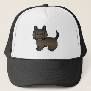 Dark Brindle Cairn Terrier Cartoon Dog Drawing Trucker Hat