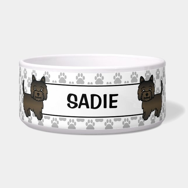 Dark Brindle Cairn Terrier Cute Cartoon Dog & Name (Front)