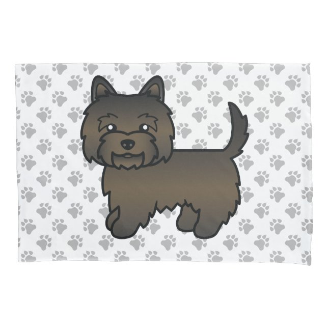 Dark Brindle Cairn Terrier Cute Cartoon Dog Pillowcase (Front)
