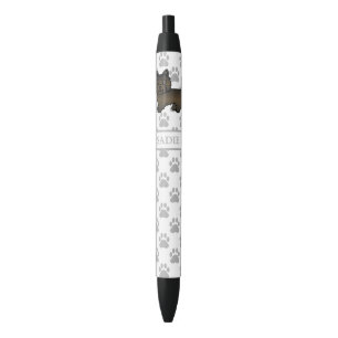 Dark Brindle Cairn Terrier Dog & Name & Grey Paws Black Ink Pen