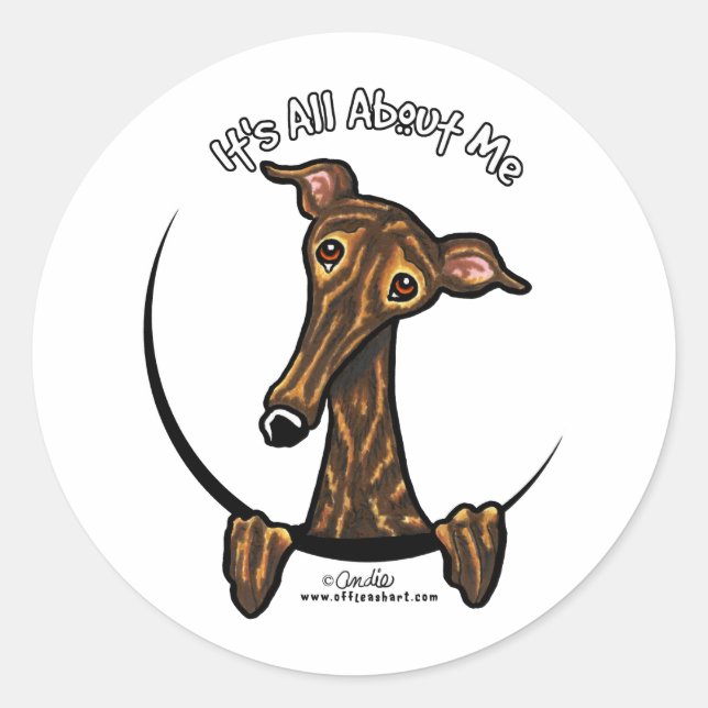 Dark Brindle Greyhound IAAM Classic Round Sticker (Front)