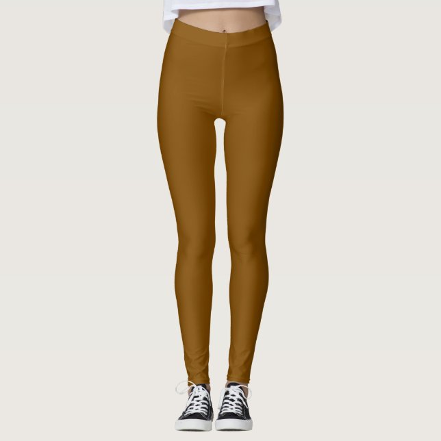 Dark Bronze Colour Solid Plain Leggings (Front)