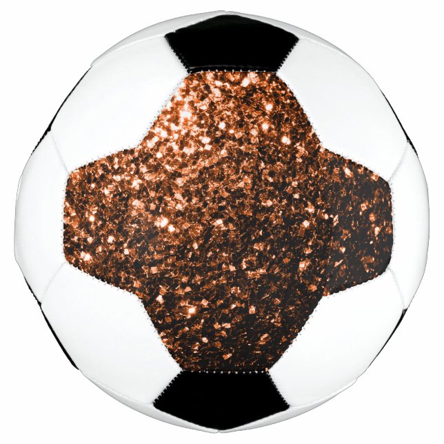 Dark bronze faux glitter sparkles bling soccer ball (Front)
