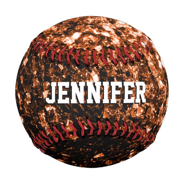 Dark bronze glitter sparkles Your name Team Baseball (Back)