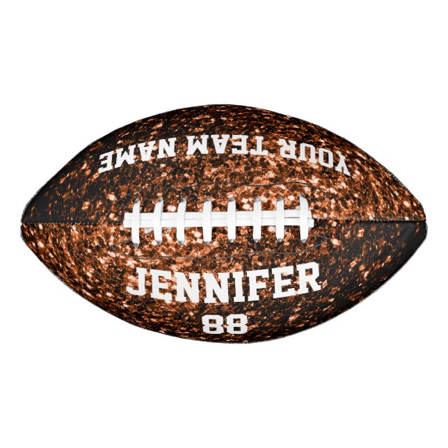 Dark bronze glitter sparkles Your name Team Football (Front)