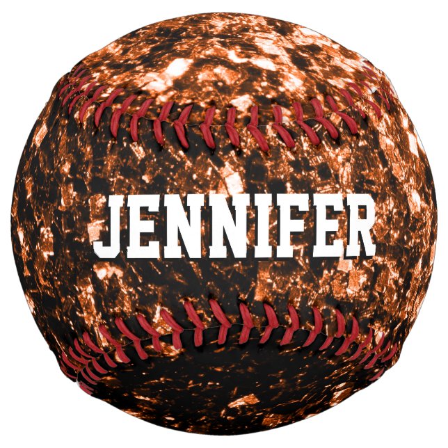 Dark bronze glitter sparkles Your name Team Softball (Back)