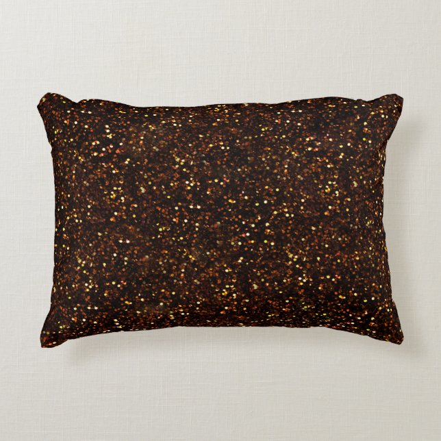 Dark Bronze Orange Glitter Decorative Cushion (Front)