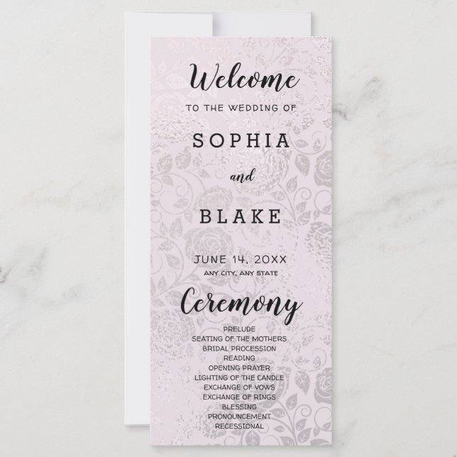 Dark Bronze Roses Wedding Program (Front)
