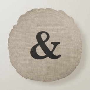 Dark Brown Ampersand Round Throw Pillow
