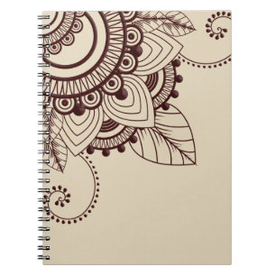 Dark Brown and Beige, Henna, Mehndi, Pattern Notebook