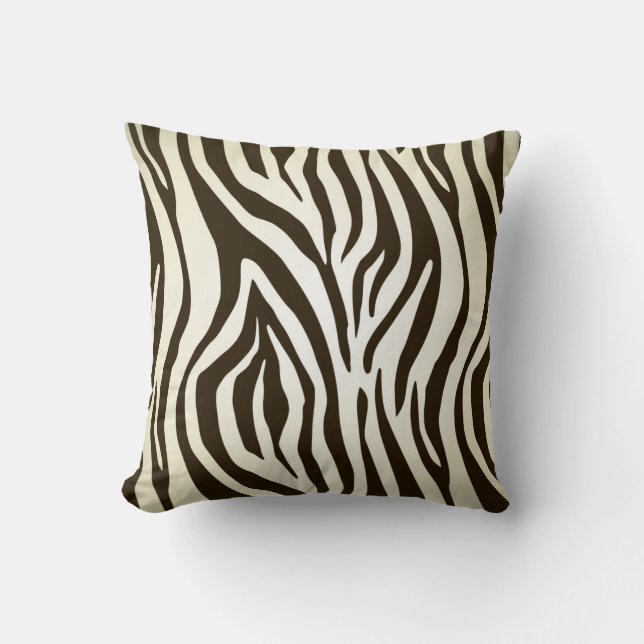 Dark brown and cream zebra pattern Throw Pillow (Front)