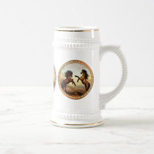 Dark Brown And Light Brown Friesian Draught Horses Beer Stein