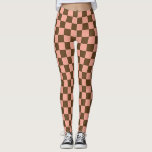 Dark Brown and Light Pink Chequerboard Leggings<br><div class="desc">Dark Brown and Light Pink Chequerboard</div>