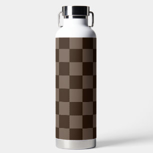 Dark Brown and Quincy Checkerboard Water Bottle