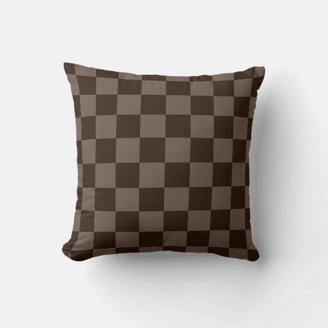 Dark Brown and Quincy Chequerboard Cushion (Front)