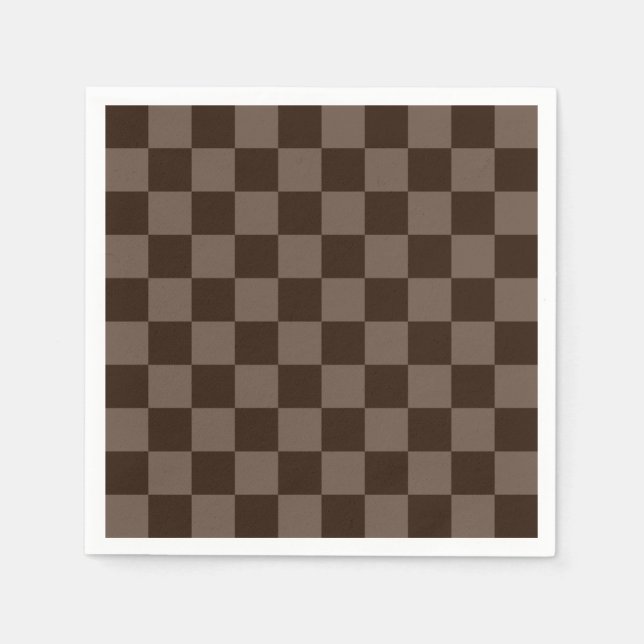 Dark Brown and Quincy Chequerboard Napkin (Front)