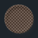 Dark Brown and Quincy Chequerboard Paper Plate<br><div class="desc">Dark Brown and Quincy Chequerboard</div>