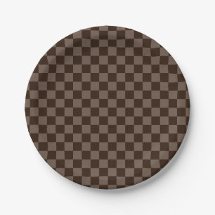 Dark Brown and Quincy Chequerboard Paper Plate