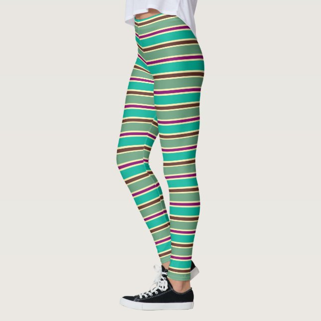 Dark Brown and Teal Leggings (Left)