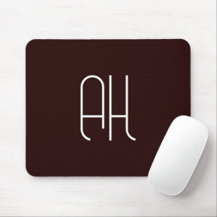 Dark brown and white custom initials simple mouse pad