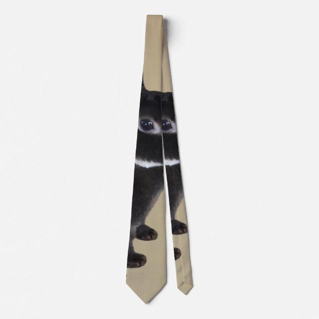 Dark Brown and White Mini Rex Rabbit Tie (Front)