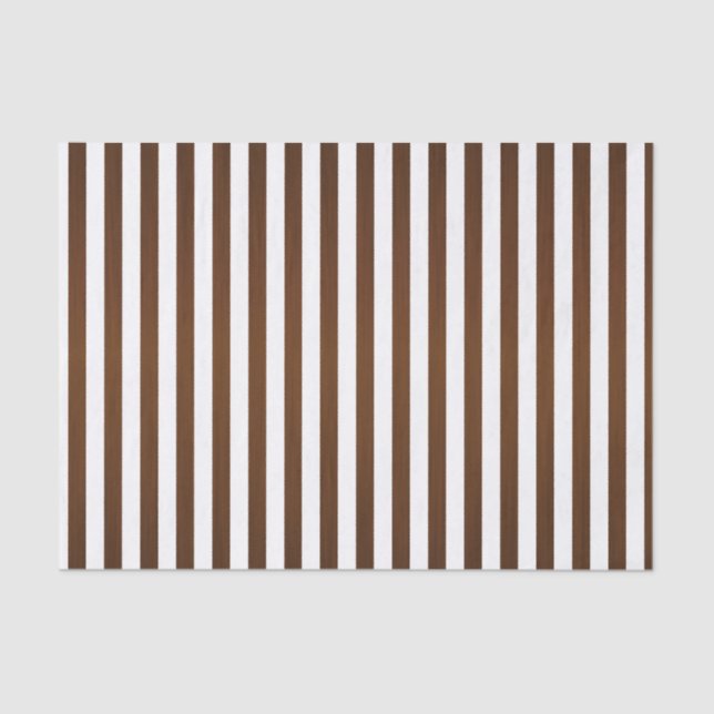 Dark Brown and White Stripes Tissue Paper (Front)