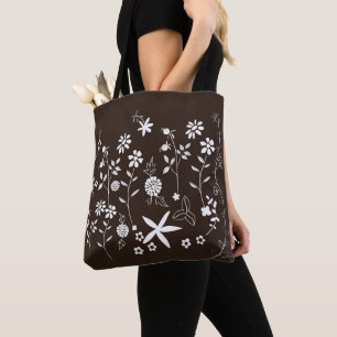 Dark brown bag with white flowers