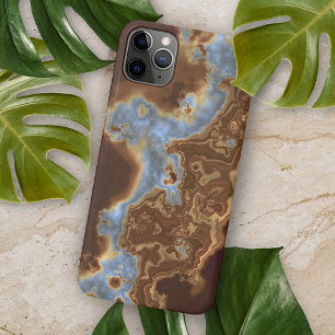Dark Brown Beige Grey Blue Geode Marble Art iPhone 16 Pro Max Case