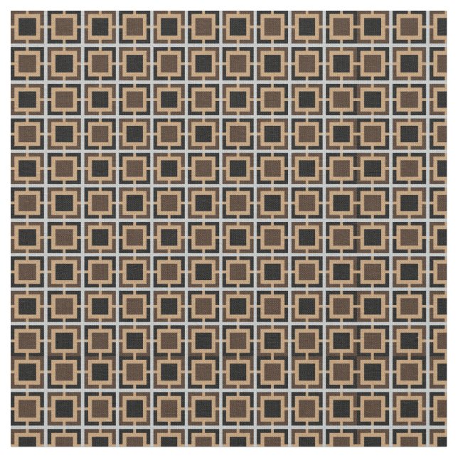 Dark Brown, Black and White Lattice Pattern Fabric (Close Up)