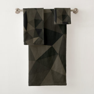 Dark brown black geometric mesh pattern bath towel set