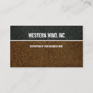 Dark Brown, Black Tooled Leather Business Card
