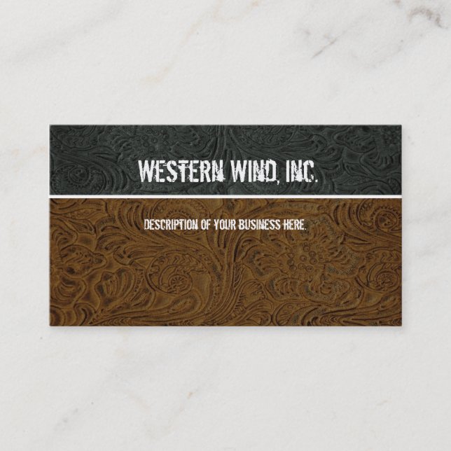 Dark Brown, Black Tooled Leather Business Card (Front)