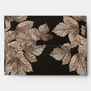 Dark Brown & Bronze Leaves Rustic Fall Invitation Envelopes