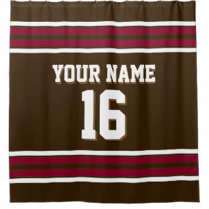 Dark Brown Burgundy White Stripes Sports Jersey Shower Curtain
