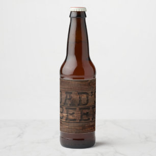 Dark Brown Carved Wood Dad's Beer Bottle Label