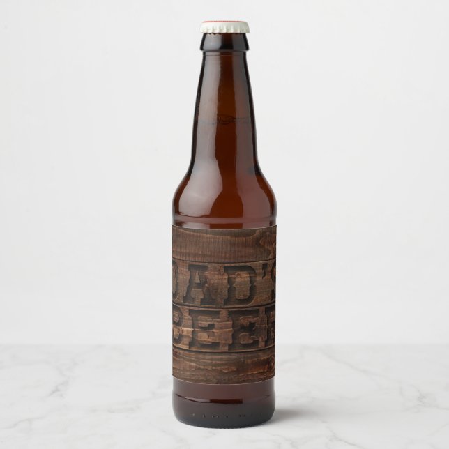 Dark Brown Carved Wood Dad's Beer Bottle Label (Front)