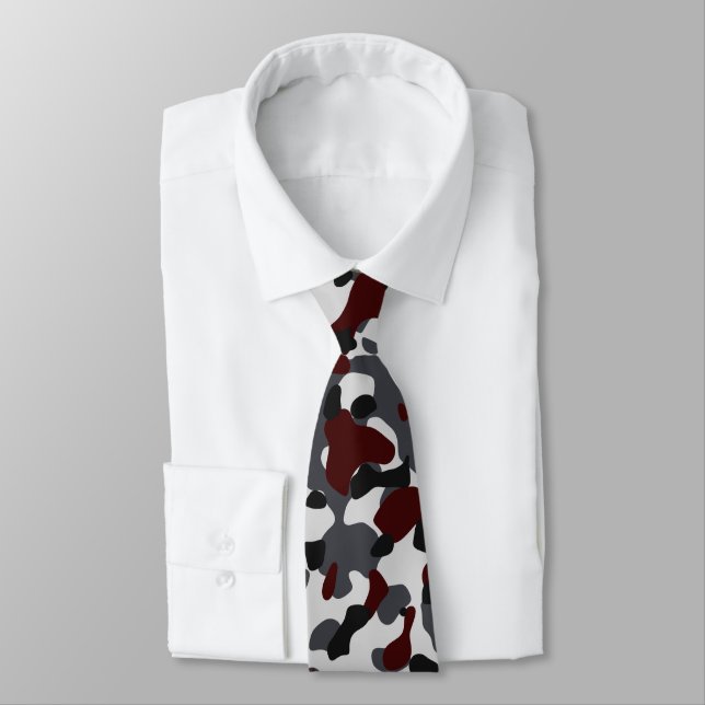 Dark Brown, Charcoal Grey, and Black Camouflage Tie (Tied)